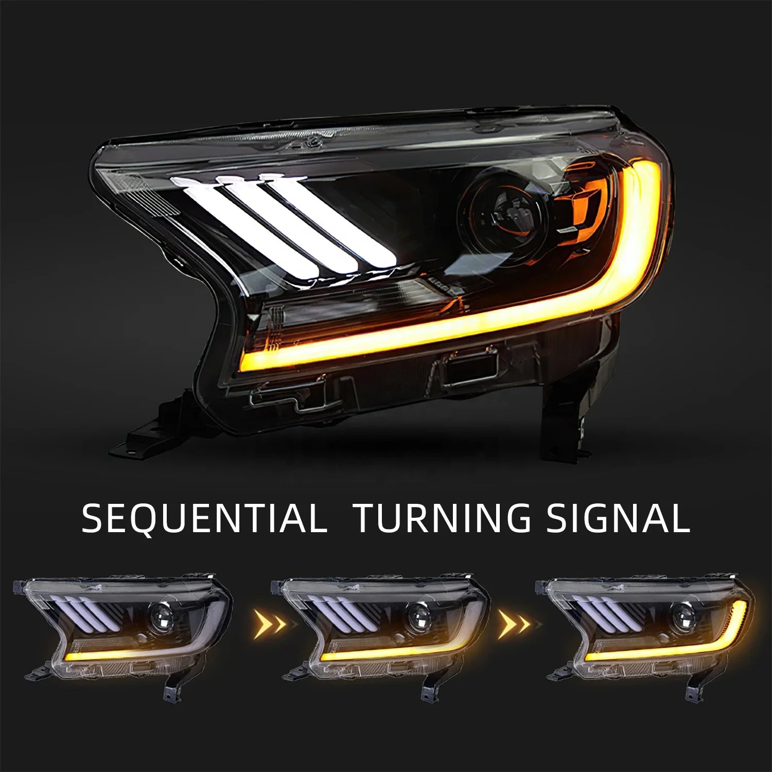 LED Mustang-Style Headlamp for Ford Ranger T6-T8 2015–2020