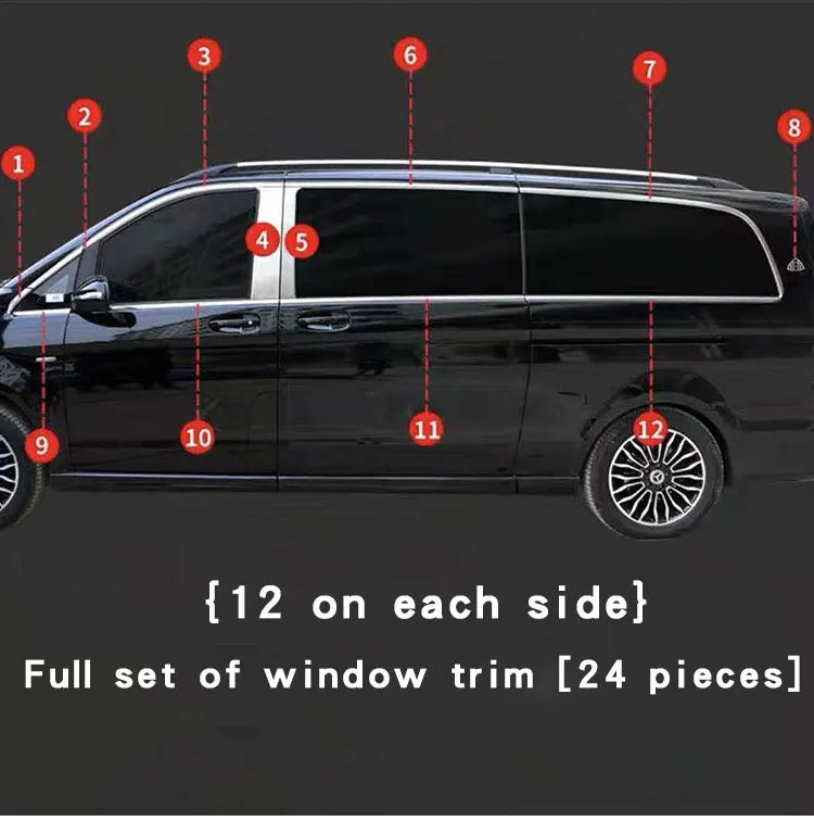 Stainless Steel Window Trims for Mercedes-Benz W447 Models